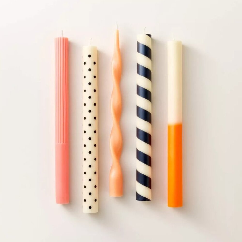NWT 5ct Taper Candle Set - kate spade new york x Target Pink/Orange/Black